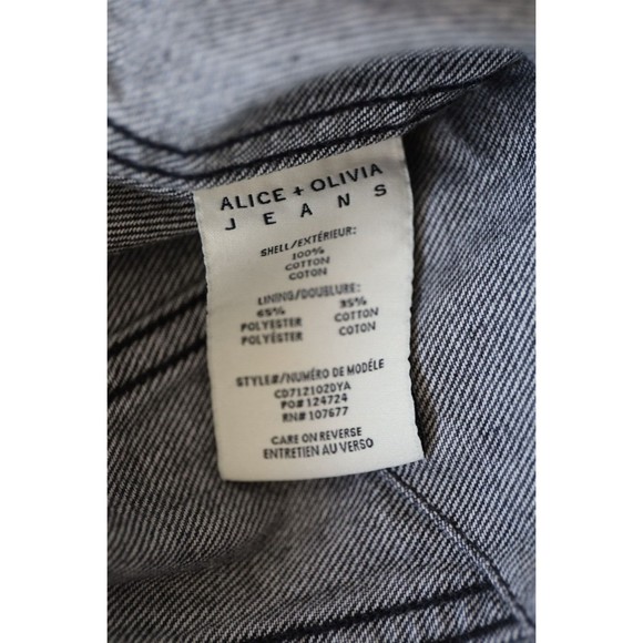 Alice+Olivia Womens Sz S Cropped Black Denim Jean Jacket Ruffle Sleeves Y2K - Picture 7 of 7